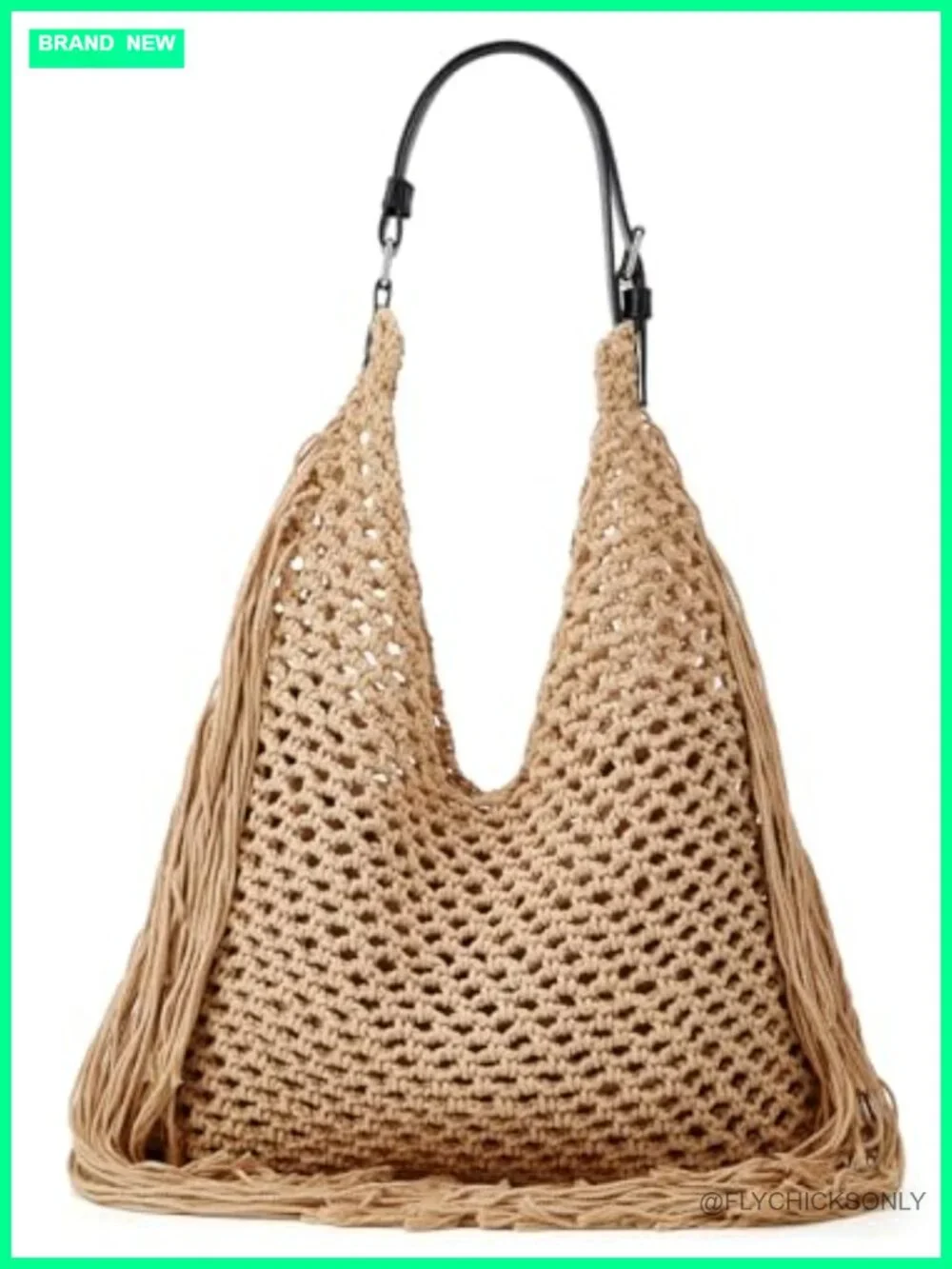 Crochet Shoulder Bag Fringe Hollow Woven Hobo Tote Handbag Large Travel Beach